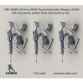 M249 Squad Automatic Weapon (SAW)  with long barrel, plastic stock and picatinny rail