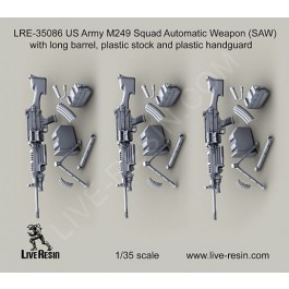 M249 Squad Automatic Weapon (SAW)  with long barrel, plastic stock and plastic handguard