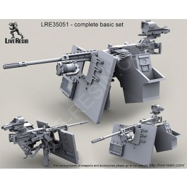 M2 Browning .50 Caliber Machine Gun on MK93 Machine Gun Mount with heavy pedestal, Bearing Sleeve Extension and S.A.G. (Save-A-Gunner) armour shield (window variant) and Surefire HellFighter Mount barrel bracket, Surefire HellFighter Heavy Gun Weapon Ligh