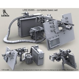 M134D Minigun with picatinny top rail on high adjustable pedestal and S.A.G. (Save-A-Gunner) armour shield (window variant) with late barrel clamp (slotted flash supressor) and 3000 Round Vehicle Magazine with Booster Assembly and SLAB battery