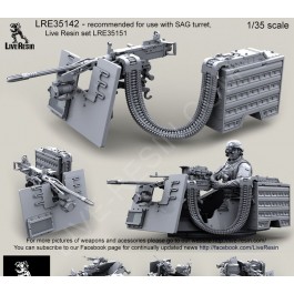 M3D/Dragon M-50 .50 Caliber Machine Gun, with 6000 round box and elastic feed chute, recommends for mount on SAG turret Live Resin set LRE35151