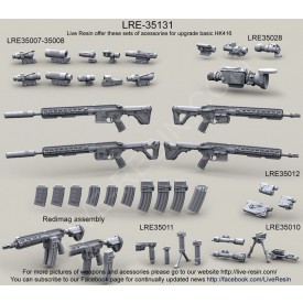 Heckler & Koch HK416 modular assault rifle with Geissele Super Modular Rail, MR 556 Long, Short barrel with/without Redi-Mag and Supressor 