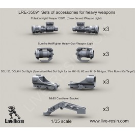 Set of accessories for heavy weapons - Polarion Night Reaper CSWL (Crew Served Weapon Light), Surefire HellFighter Heavy Gun Weapon Light, Mk93 Cantilever Bracket, DCL120, DCL401 Dot Sight (Specialized Red Dot Sight for the MK-19, M2 and M134 Minigun, “Fi