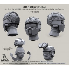 Crye Airframe helmet with cover and choops with head, 1/16 scale