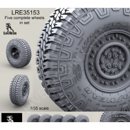 Wrangler/Good Year 37" MT/R tire  and wheels set. Compatible with HMMWV and GMV by all manufacturers. In set included - 5 complete whees, total 25 details