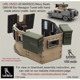 US MARSOC/Navy Seals GMV-M Six Grain Turret with hand made ammo cradle back version. Set includes turret only, not a shield and weapons. Recommend to use with all range Live Resin weapons
