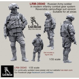 Russian Army soldier in modern infantry combat gear system, set 2. Reversible camouflage suit version. Suitable for all areas. 