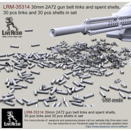 30mm 2A72 gun belt links and spent shells, 30 pcs links and 30 pcs shells in set