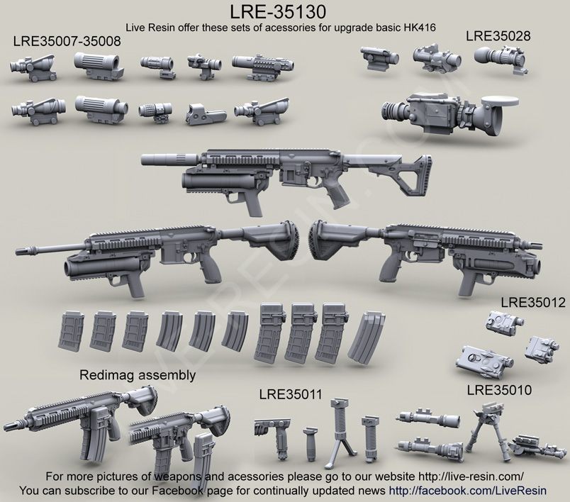 Live Resin 35038 x 1/35 Heckler & Koch HK416 Modular Assault Rifle 