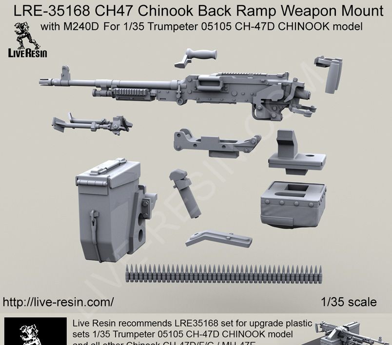 CH47 Chinook Back Ramp Weapon Mount with M240D. For 1/35 Trumpeter 