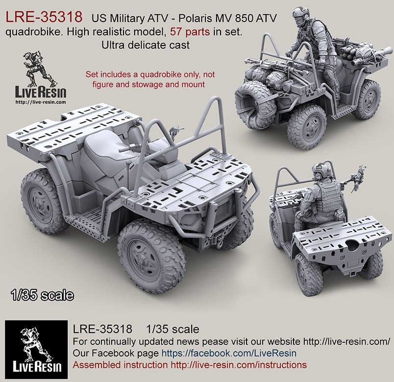 Spis aftensmad Definere Hus US Military ATV - Polaris MV 850 ATV quadrobike. High realistic model, 57  parts in set. Ultra delicate cast - Accessories - Catalog