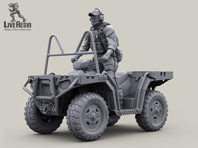 Bearded Version standing Live Resin 1/35 US Special Forces/MARSOC ATV Rider 