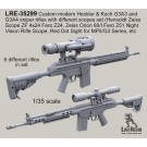 Custom modern Heckler & Koch G3A3 and G3A4 sniper rifles with different scopes set (Hensoldt Zeiss Scope ZF 4x24 Fero Z24, Zeiss Orion 80/I Fero Z51 Night Vision Rifle Scope, Red Dot Sight for MP5/G3 Series, etc