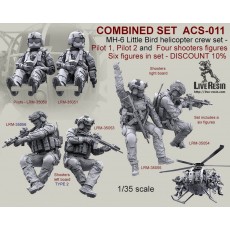 COMBINED SET   MH-6 Little Bird helicopter crew set - Pilot 1, Pilot 2 and Four shooters figures TYPE 2. Six figures in set - DISCOUNT 10%