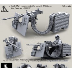M3D/Dragon M-50 .50 Caliber Machine Gun, with 6000 round box and elastic feed chute, recommends for mount on SAG turret Live Resin set LRE35151