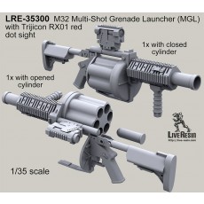 M32 Multi-Shot Grenade Launcher (MGL)with Trijicon RX01 red dot sight, closed and opened cylinder variants in set (2 pcs)