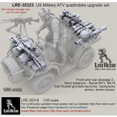 US Military ATV quadrobike upgrade set - Front and rear stowage 2 - hand weapons - Barret M72, Mk18, Carl Gustaf grenade launcher, backpacks, ammo, ammo boxes