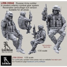 Russian Army soldier in modern infantry combat gear system, set 6. Reversible camouflage suit version. Suitable for all areas. 