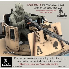 US MARSOC Marine Special Operations Batalion/ Navy Seals GMV-M turret gunner. LBT plate carrier, beraded version. Set contained 16 parts. Recommend for use with Live Resin turret sets -  LRE-35291 - LRE-35290 and  LRE-35228 - LRE35235, LRE35151