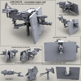 MK19-3 40mm Grenade Machine Gun on MK93 Machine Gun Mount, high adjustable pedestal and wide S.A.G. (Save-A-Gunner) armour shield and Polarion Night Reaper CSWL (Crew Served Weapon Light) with Mk93 Cantilever Bracket