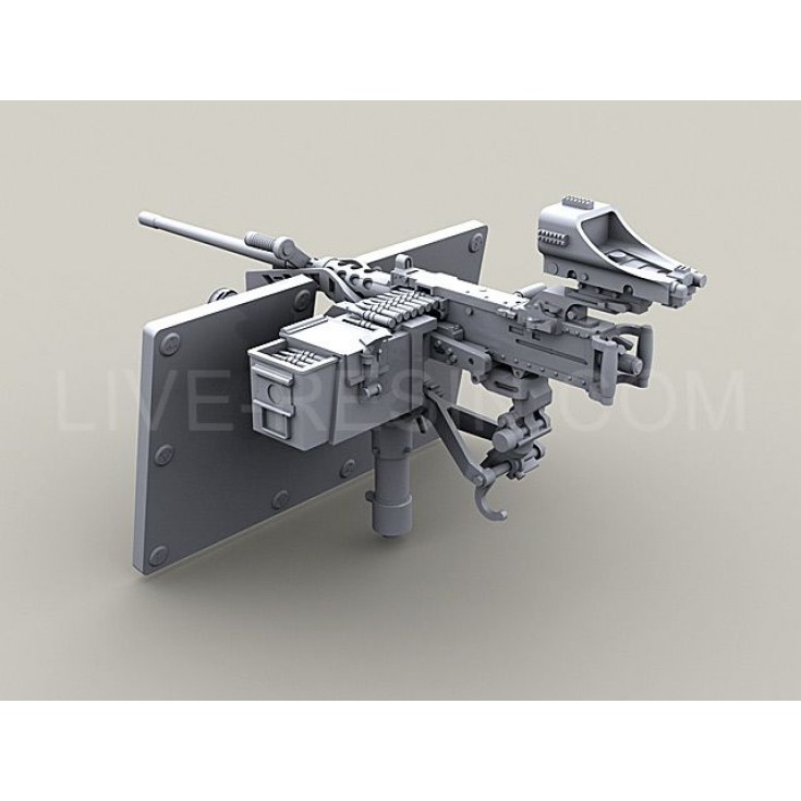 M2 Browning .50 Caliber Machine Gun on MK93 Machine Gun Mount with heavy pe...