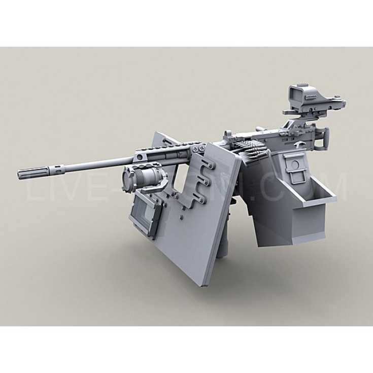 M2 Browning .50 Caliber Machine Gun on MK93 Machine Gun Mount with heavy pe...